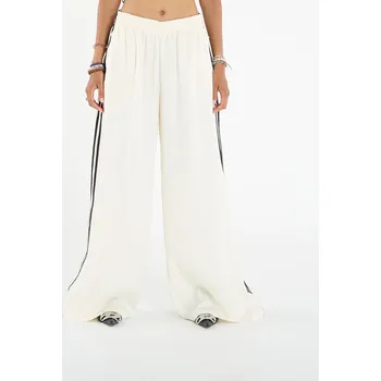 Pánské kalhoty Kalhoty adidas Adicolor Satin Wide Leg Track Joggers Cream White/ Grey Three M/38