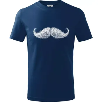 Chlapecké tričko Mustache knír kreslený - Tričko dětské bavlněné - 98 cm / 2 roky ( Půlnoční modrá )