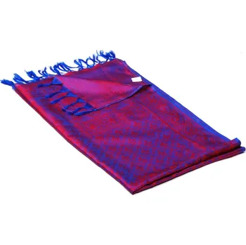 Šála Hedvábná šála z Váránasí modro-červená