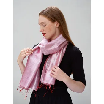 Šála Šála ze surového hedvábí světle růžová