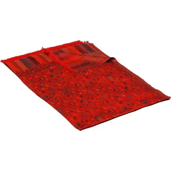 Šála Šála z viskózy a hedvábí Khani Jamavar červená s tmavě zelenou