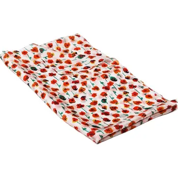 Šála Hedvábná šála s potiskem bílá s červenou a oranžovou