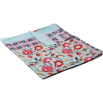 Šála Bavlněná šála světle zelená s červenou