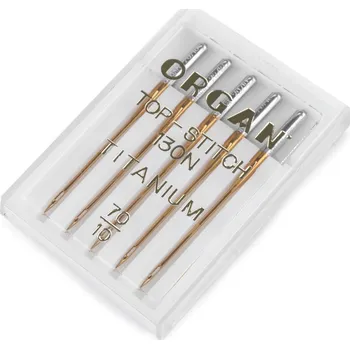 Strojové jehly Top Stitch s velkým ouškem 70; 80; 90 Organ, malé, (70/100) zlatá