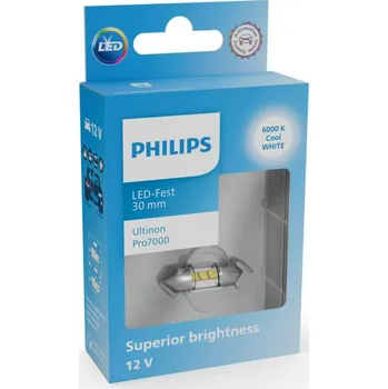 Autožárovka Philips Festoon 30mm 12V SV8.5 Ultinon Pro7000 6000K NOECE 1ks 11860CU70X1