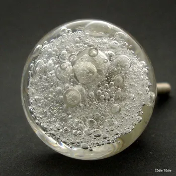 Nábytkové kování Nábytková knopka skleněná bílá 3,7 cm - úchytka