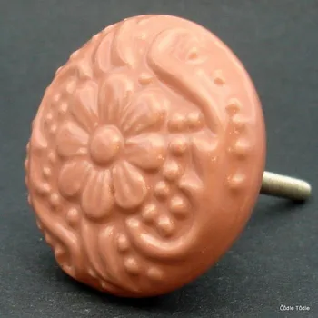 Nábytkové kování Nábytková úchytka tmavě lososová 4,5 cm - knopka