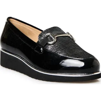 Dámské mokasíny Kožené lesklé mokasíny Pédiconfort® s kovovým zdobením černá 42