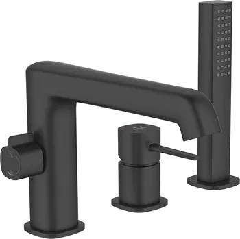 Vodovodní baterie Laveo Vanová baterie Pola 3-otvorová se sprchovým setem - BAP_713D, černá mat