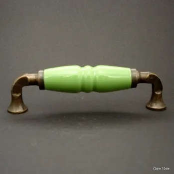 Nábytkové madlo keramické světle zelené - 10 cm