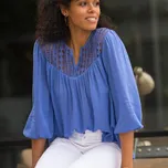 Macramé halenka se 3/4 rukávy modrá 50