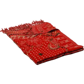 Šála Šála z merino vlny s vyšíváním Ornament červeno-béžová II