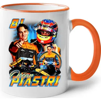 Keramický hrnek F1 - Oscar Piastri, Barva Oranžová, Velikost 330 ml, Canvas Keramický hrnek s barevným uchem Bezvatriko.cz 2857