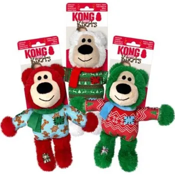 Hračka pro psa Vánoční hračka KONG medvěd ve svetru (S/M) 24x21,5cm (MIX BAREV)