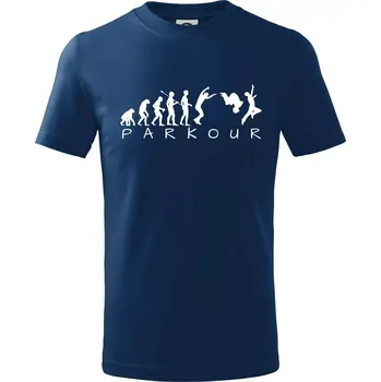 Chlapecké tričko Parkour evoluce - Tričko dětské bavlněné - 98 cm / 2 roky ( Půlnoční modrá )