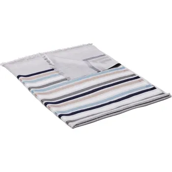 Šála Šála z viskózy a hedvábí s pruhy světle šedá s černomodrou