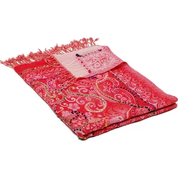 Šála Šála z merino vlny s vyšíváním Metok červeno-růžová