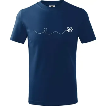 Chlapecké tričko Dráha letu včely - vlnovka - Tričko dětské bavlněné - 98 cm / 2 roky ( Půlnoční modrá )