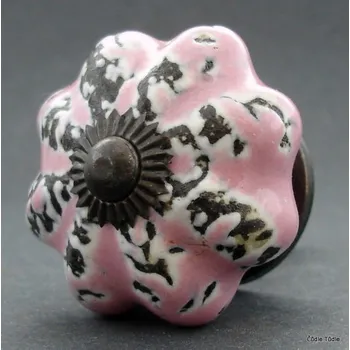 Nábytkové kování Nábytková úchytka růžová s patinou 4,5 cm - knopka