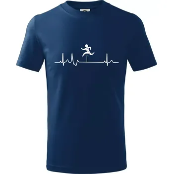 Chlapecké tričko EKG překážkový běh - Tričko dětské bavlněné - 98 cm / 2 roky ( Půlnoční modrá )