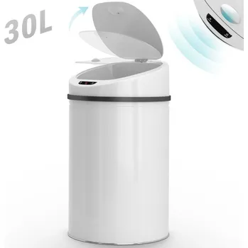 Odpadkový koš Senzorový odpadkový koš s automatickým otevíráním 30 L bílý do domácnosti / kanceláře / čekárny