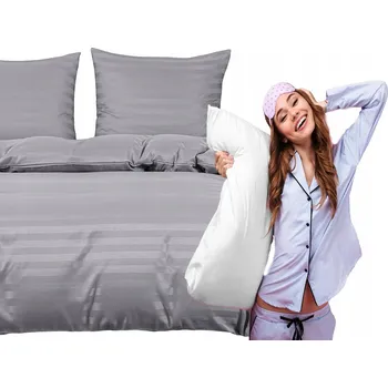 Povlečení Povlečení damašek hotelové v pruzích 160x200 šedé, stříbrné