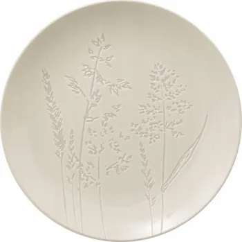 Talíř JÍDELNÍ TALÍŘ Z KAMENINY, VZOR POLNÍ KVĚTINY, BÍLÝ, Ø 27 CM, ELSA