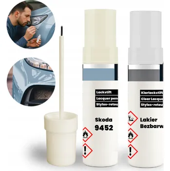 Lak na dřevo Opravná sada SKODA 9452 2v1: Základní lak + Bezbarvý lak s štětečkem