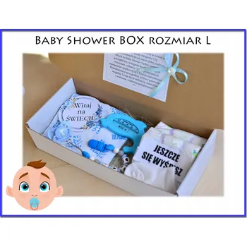 Kosmetická sada Box krabička L na baby shower modrý set pro chlapce První výbavička