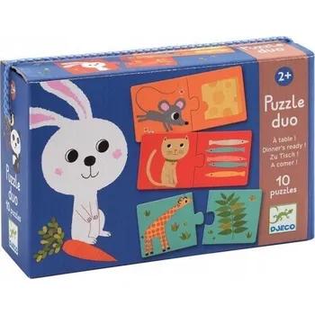 puzzle pro nejmenší Puzzle duo Zvířátka a jejich obědy Djeco