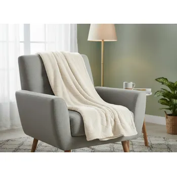 Přehoz na lůžko Přehoz na křeslo - mikrovláknový pléd CAROL krémová 70x160 cm Mybesthome