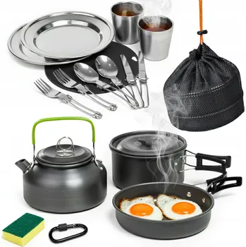 Sada nádobí Sada turistického nádobí Be-Active.pl s nepřilnavým povrchem, černá