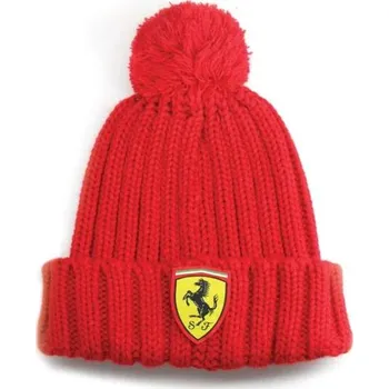 Čepice Dětská zimní čepice s bambulí Ferrari s logem