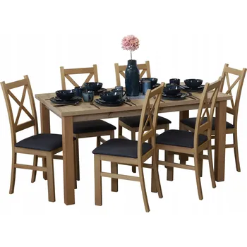 Jídelní set Jídelní set: stůl 150/190x80 cm + 6 židlí do jídelny M0012-6 Dub Artisan