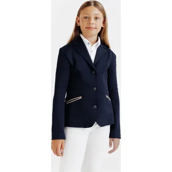 Jezdecké sako FOUGANZA Dětské jezdecké sako na závody 500 námořnicky modré 7 LET BÉŽOVÁ|MODRÁ