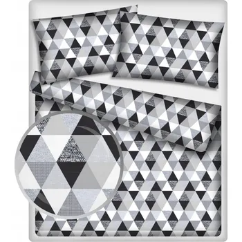 Prostěradlo BAVLNĚNÝ POVLEK NA PEŘINU BAVLNA 160x200 cm trojúhelníky šedé
