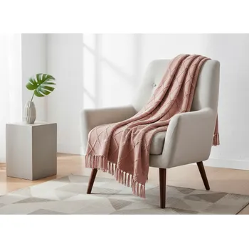 deka Mikrovláknový pléd s třásněmi LOOP růžová 130x170 cm 812885