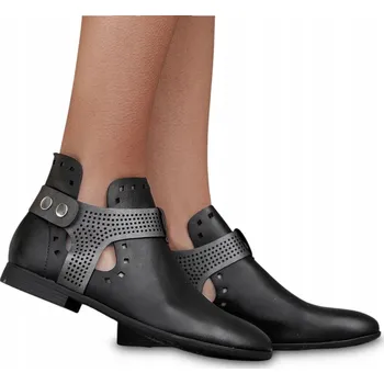 Dámské tenisky Kotníkové Boty Dámské jarní boty semišové černé elegantní s děrováním Velikost 36