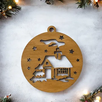 Vánoční dekorace Vánoční ozdoba domeček Barva: Ořech, Velikost: 8 cm