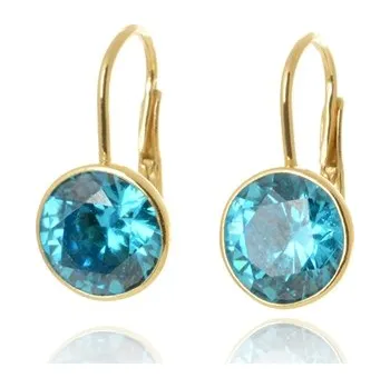 Náušnice Dámské zlacené stříbrné náušnice s tyrkysovými zirkony STNAU2042F
