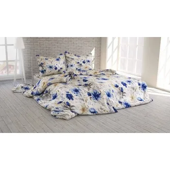 Povlečení Polášek Bavlněné povlečení MODRÉ KVĚTY - 140 x 220 cm / 70 x 90 cm