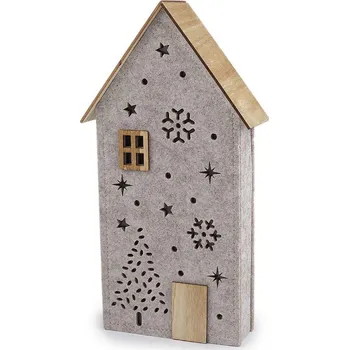 Vánoce Vánoční filcový domeček svítící - 1 šedobéžová