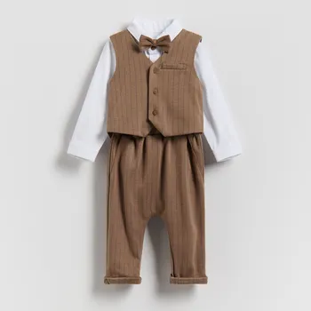 Dětská móda Reserved - Elegantní souprava s motýlkem - tmavě hnědá - 4058S-89X - 4058S-89X-68