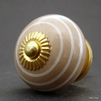 Nábytkové kování Nábytková úchytka moka hnědá s bílými proužky 4 cm - knopka