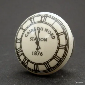 Nábytkové kování Nábytková úchytka krémová s potiskem - 4 cm - knopka