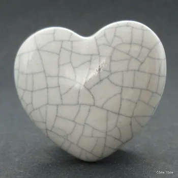 Nábytkové kování Nábytková úchytka bílá crackle efekt 4,5 cm - knopka