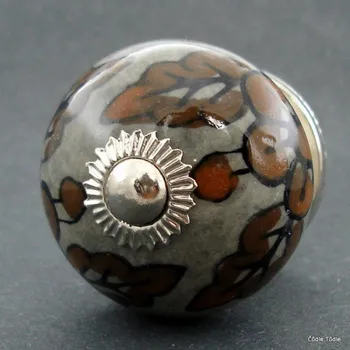 Nábytkové kování Nábytková úchytka šedá s kresbou 4 cm - knopka