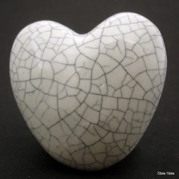 Nábytkové kování Nábytková úchytka bílá crackle efekt 4,7 cm - knopka