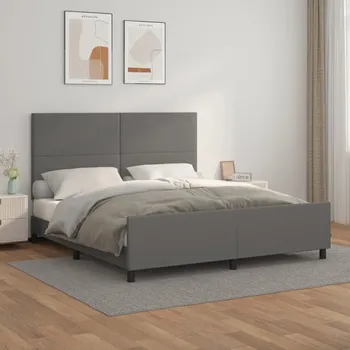 Postel zahrada-XL Rám postele s čelem šedý 160x200 cm umělá kůže 3125461