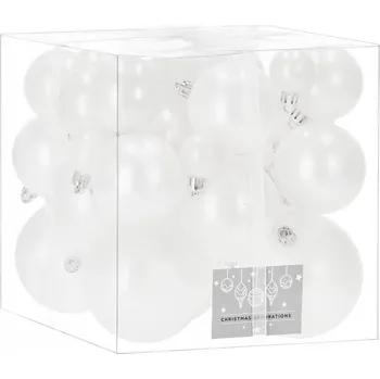 Vánoční dekorace Springos Vánoční koule 3/7/6/5/3 cm bílé 37 ks